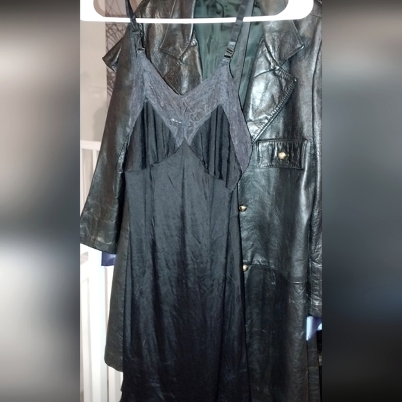 agatha vintage Dresses & Skirts - Vintage Black Lace Slip -or- Dress, Silky With French Lace Very Vintage S